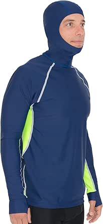 Tuga Men's Snorkel Hooded Rashguard, UPF 50  Sun Protection Swim Shirt, USA Made