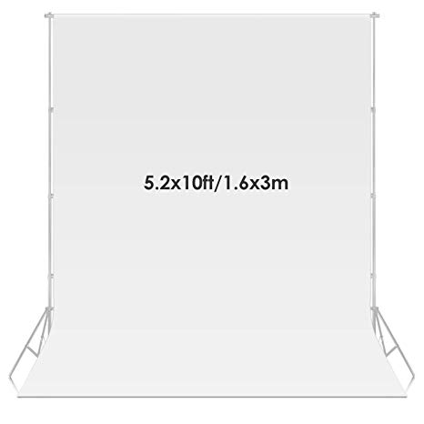 Neewer 5.25 x 10 feet/1.6 x 3 Meters White Backdrop, Photography Photo Video Studio Fabric Backdrop Background Screen (Backdrop ONLY)