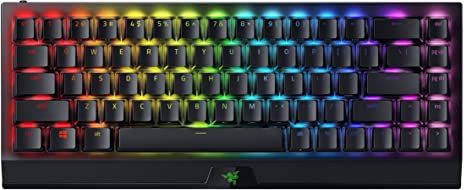 Razer BlackWidow V3 Mini HyperSpeed 65% Wireless Mechanical Gaming Keyboard: HyperSpeed Wireless Technology -Green Mechanical Switches- Tactile & Clicky - Phantom Pudding Keycaps - 200Hrs Battery Life