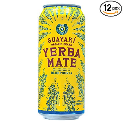 Guayaki Organic Yerba Mate Bluephoria, Blueberry & Elderberry Flower Yerba Mate Drink, Naturally Caffeinated, Made with Organic, Fair Trade and Non-GMO Ingredients, 15.5 Ounce (Pack Of 12)