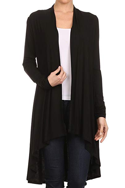 Women's Extra Soft Natural Bamboo Long Open Front Cardigan (S - 5XL) - Made in USA