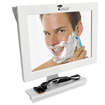 Fogless Shower Mirror with Squeegee by ToiletTree Products. Guaranteed Not to Fog, Designed Not to Fall. (White)