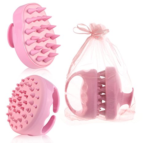 ACRATO Shampoo Scalp Massage Brush included Hair Scalp Brush and Cellulite Massager for Hair Scalp Health and Cellulite Treatment - used as Bath Brush and Scalp Massage Tool Pink