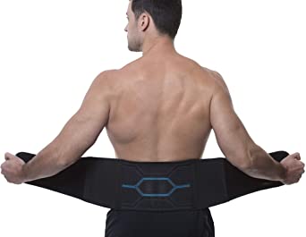 Copper Fit ICE Unisex Adjustable Compression Back Brace Infused with Menthol and Coq10, Black