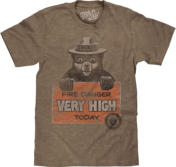 Tee Luv Smokey Bear Shirt - Fire Danger Very High Today Vintage T-Shirt