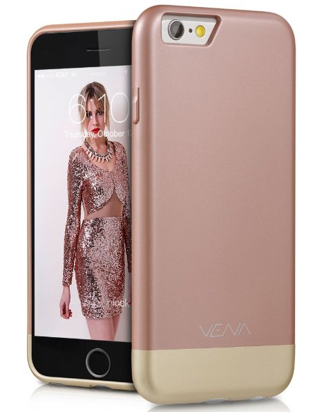 iPhone 6S Case, VENA [iSlide] Dock-Friendly Ultra Slim Fit Hard PolyCarbonate Case for Apple iPhone 6S (2015) / iPhone 6 (2014) - Rose Gold / Champagne Gold