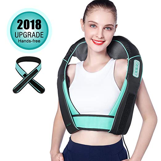 Atsuwell Shiatsu Neck and Shoulder Massager with Heat & Hands Free Belt, Deep Kneading Massagers for Neck and Back Pain Relief for Men Women at Car Office Home