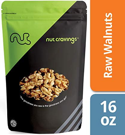 Nut Cravings California Raw Walnuts – 100% All Natural Shelled Halves and Pieces – 16 Ounce