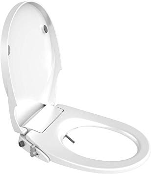 Uni-Green Manual Bidet Toilet Seat, White with Quiet-Close Lid and Seat, Non-Electronic, Dual Nozzles for Rear and Feminine Spray. (Elongated)
