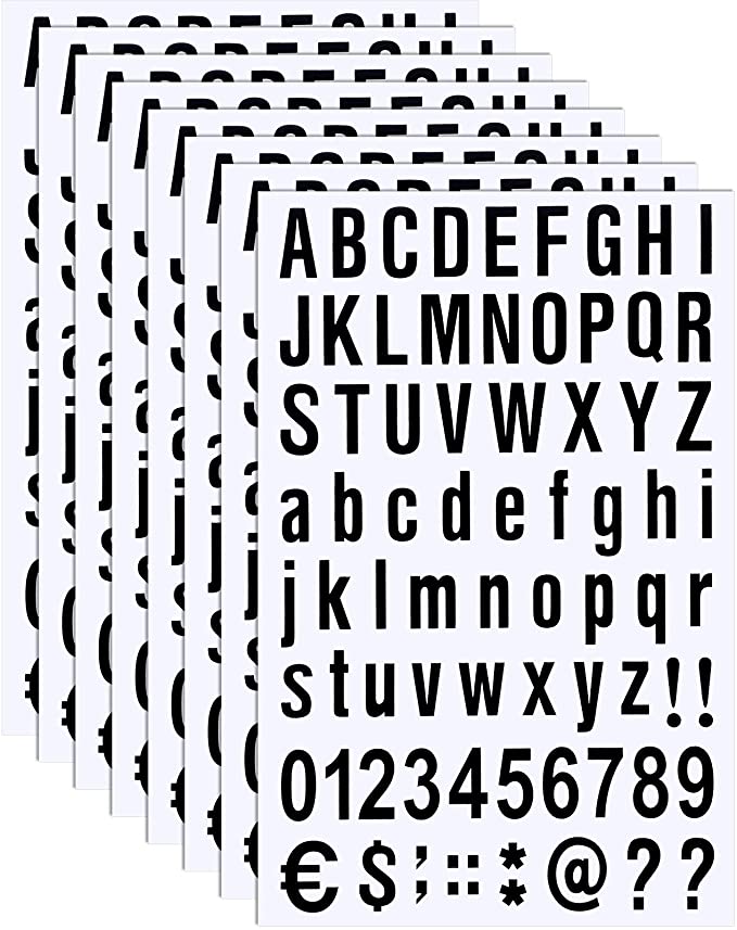 8 Sheets Self Adhesive Vinyl Letters Numbers Kit, Mailbox Numbers Sticker for Mailbox, Signs, Window, Door, Cars, Trucks, Home, Business, Address Number (Black,1 Inch)