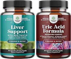 Bundle of Liver Cleanse Detox & Repair Formula and Herbal Uric Acid Cleanse and Detox - with Milk Thistle Dandelion Root Turmeric and Artichoke Extract - Joint Support Supplement and Detox Cleanse