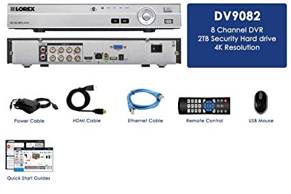 Lorex DV900 Series DV9082 8 Channel 4K HD MPX 2TB Security System DVR