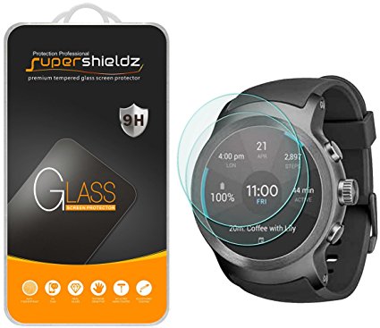 [2-Pack] LG Watch Sport Tempered Glass Screen Protector, Supershieldz Anti-Scratch, Anti-Fingerprint, Bubble Free, Lifetime Replacement Warranty