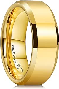 King Will GLORY Wedding Rings for Men, Tungsten Carbide Wedding Ring 14K Gold Matte Brushed Polish Wedding Band for Men, 6mm-8mm Comfort Fit