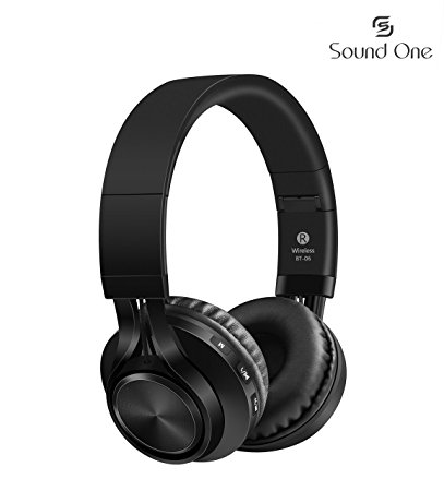 Sound One BT-06 Bluetooth Headphones Build in Microphone  with SD Card Function /FM Radio and Extra Audio Cable, Wireless Headphones (Black)