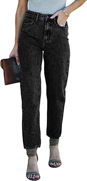 Sidefeel Womens High Waist Mom Jeans Washed Stretch Loose Fit Denim Pants