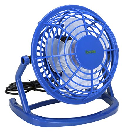 USB FAN - iKross USB Mini Desktop Office Fan with 360 Rotation - Blue