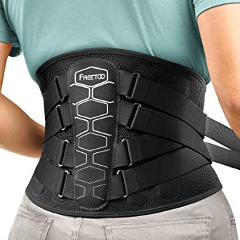 FREETOO Back Support Belt for Lower Back Pain Relief, Medical Grade Back Brace with Lumbar Pad for Women & Men, Anti-skid Lumbar Support for Herniated Disc, Sciatica M Size(waist:33.4''-40.5'')