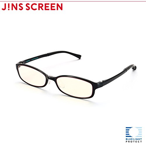 JINS PC Glasses Computer Eyewear Black (Light Brown Lenses, Cuts blue Light by 38%)