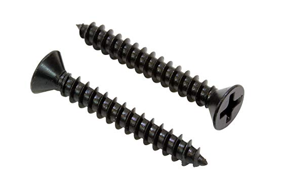 #8 X 1-1/4'' Black Xylan Coated Stainless Flat Head Phillips Wood Screw, (25 pc), 18-8 (304) Stainless Steel Screw by Bolt Dropper