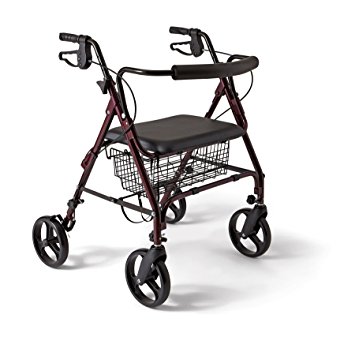 Medline Heavy Duty Bariatric Aluminum Rollator Walker with 8" Wheels, 400 lb. Capacity