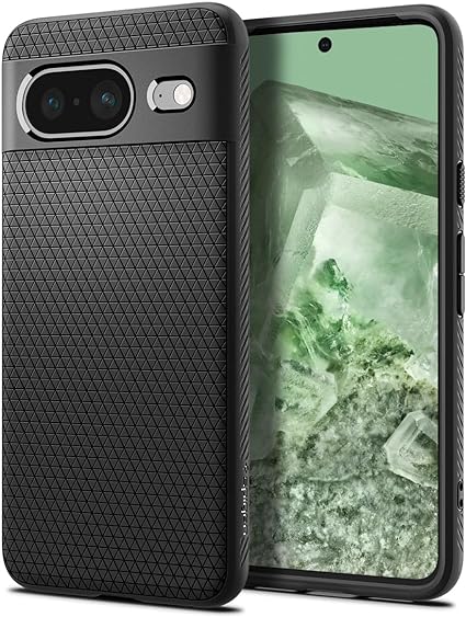 SPIGEN Liquid Air Designed for Google Pixel 8 Case (2023) Air Cushion Form Fitted Slim Lightweight Soft TPU Cover - Black