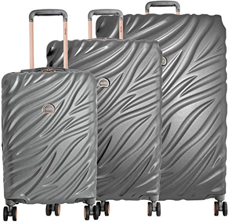 Delsey Alexis Lightweight Luggage Set 3 Piece, Double Wheel Hardshell Suitcases, Expandable Spinner Suitcase with TSA Lock and Carry On (Platinum/Rose Gold, 3-piece Set (21"/25"/29"))