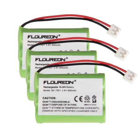 3 Packs Floureon Rechargeable Cordless Phone Battery for V-Tech 89-1323-00-00 Model 27910 Cordless Telephone Battery Replacement Pack