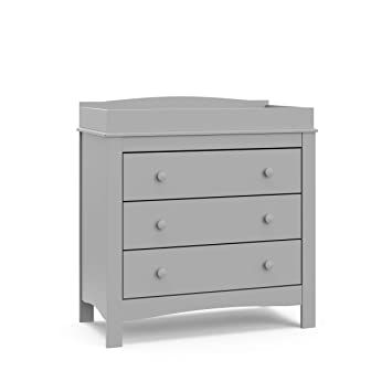 Graco Noah Chest with Changing Topper Nursery Dresser with Changing Top Changing Table Dresser Nursery Chest of Drawers Fits Standard Size Baby Changing Pad, Pebble Gray