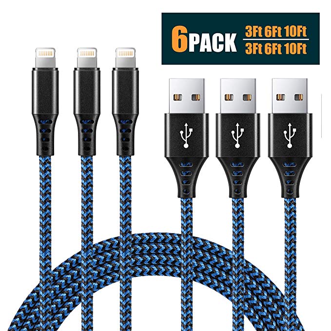 iPhone Charger, MFi Certified Lightning Cable Fast Charging Cable Extra Long Data Sync Cord Compatible with iPhone RX XS X 8 7 6 5 iPad and More