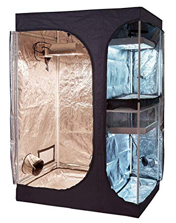 Oppolite 48"x36"x72" 2-in-1 Hydroponic Indoor Grow Tent Room Propagation High Reflective 600D Diamond Mylar Growing Plant w/Metal Corner (48"X36"X72")