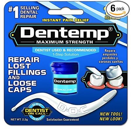 Dentemp Maximum Strength Lost Fillings and Loose Caps Repair Pack of 6