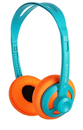 Polaroid PHP11TLOR Super Light Weight Neon Headphones, Tangle-Proof, Compatible with All Devices, Teal Orange