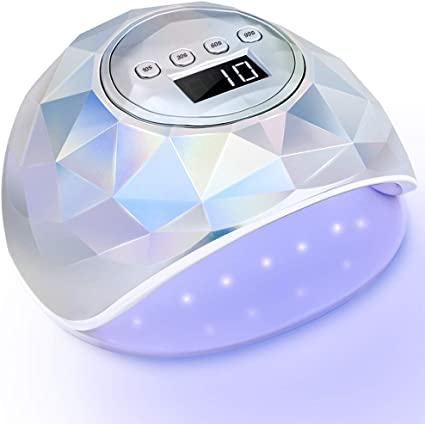 PrettyDiva UV Nail Lamp - 86W 2020 Newest Holographic LED UV Gel Light Nail Dryer for Gel Nail Polish, Curing Lamp for Both Hand with 4 Timer Setting Auto Sensor LCD Screen for Fingernails & Toenails