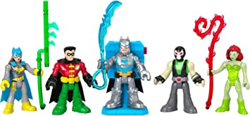 DC Super Friends Fisher-Price Imaginext Batman Battle Multipack Figure Set of 5 Characters with Lights and Accessories for Kids Ages 3 and up