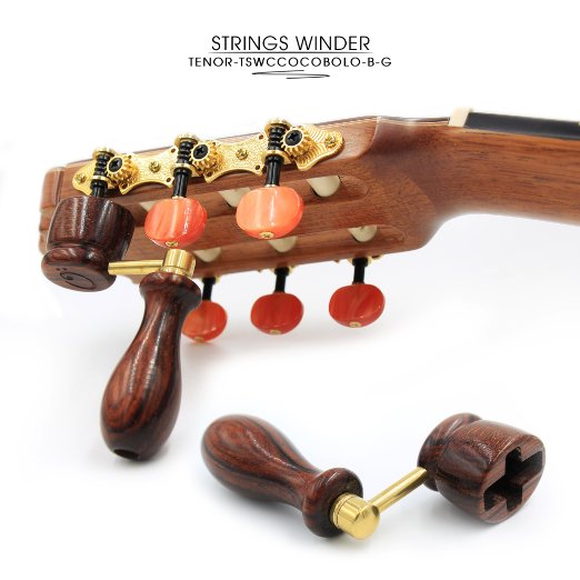 TENOR (SW) Professional Wooden Handcrafted Guitar String Winder for Classical, Flamenco, Acoustic or Electric Guitars and Ukuleles. Made of Solid COCOBOLO Wood. Beautiful Traditional Vintage Look.