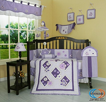 GEENNY Boutique 13 Piece Crib Bedding Set, Lavender Butterfly