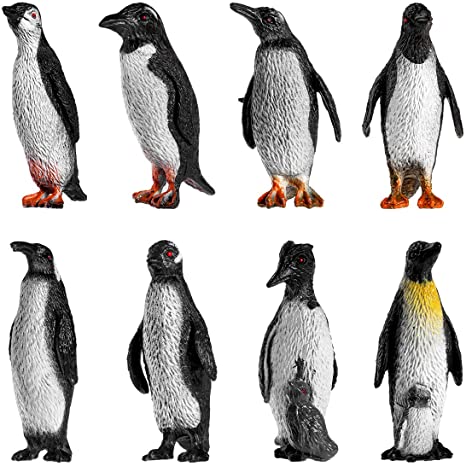 TOYMYTOY Penguin Collection Plastic Ocean Animal Penguin Figure Model For Babies and Children 8pcs