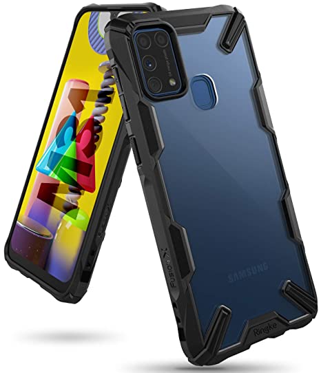 Ringke Fusion-X for Samsung Galaxy M31 Case Back Cover [Military Drop Tested] Transparent Hard PC Back TPU Bumper Impact Resistant Protection for Galaxy M31 Back Cover Case - Black