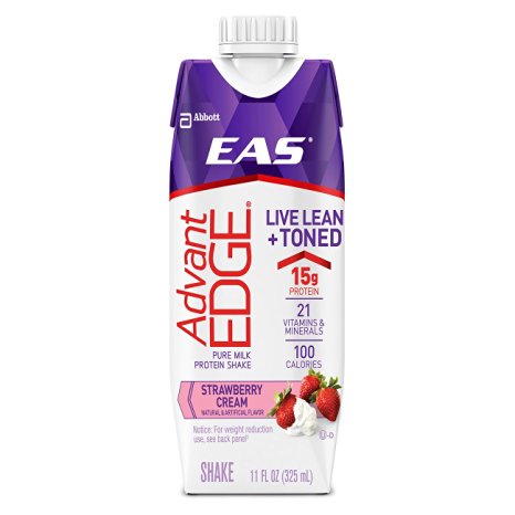 EAS AdvantEDGE Ready-To-Drink Nutrition Shake, Strawberry 11 fl oz, 12 Count