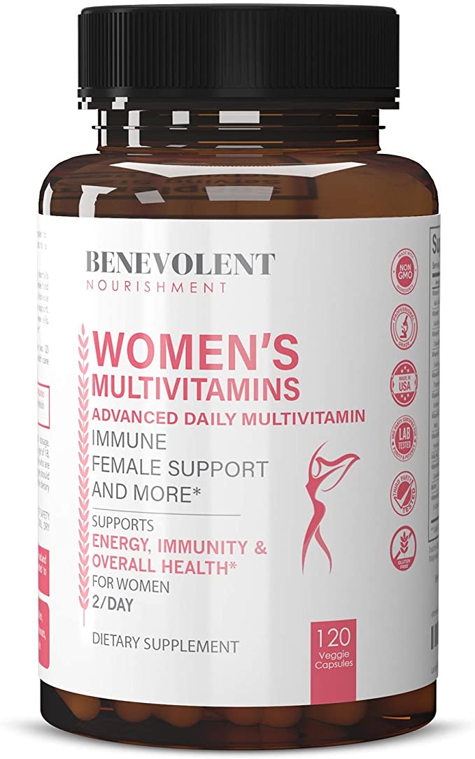 Multivitamin for Women - Supplement for Energy, Immunity, & Female Support - Daily Vitamins for Women w/ Antioxidants, Biotin, Calcium, Magnesium - Non-GMO, Vegetarian Women’s Multivitamin - 120 Caps