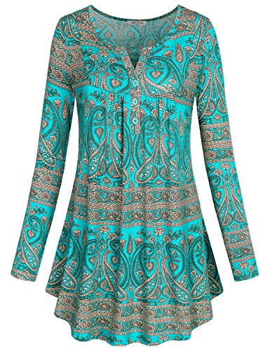 SeSe Code Women's Crewneck Long Sleeve Floral Shirts Flared Casual Tunic Tops(FBA)