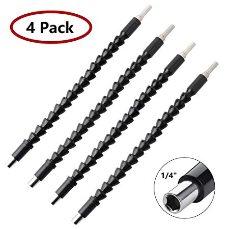 Flexible Drill Bit Extension (11.6''), Flexible Drill Adapter Screwdriver Bit Holder for Power Drill with Magnetic 1/4'' Hex Shank, Gift for Men and DIYer (4PCS)