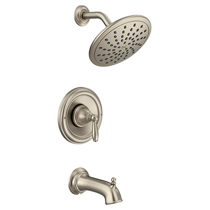 Moen T2253EPBN Brantford Posi-Temp Tub and Shower Trim Kit, Valve Required, including 8-Inch Eco-Performance Rainshower, Brushed Nickel