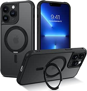 BENTOBEN iPhone 13 Pro Max Case with Magnetic Invisible Kickstand,[Compatible with MagSafe] Translucent Matte Slim Fit Shockproof Protective Phone Case for iPhone 13 Pro Max 6.7 Inch 2021, Black