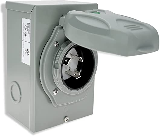 Miady 30 Amp Generator Power Inlet Box, NEMA 3R Power Inlet Box, L5-30P, 125 Volt, For Generators Up to 3750 Watts, Weatherproof, ETL Listed