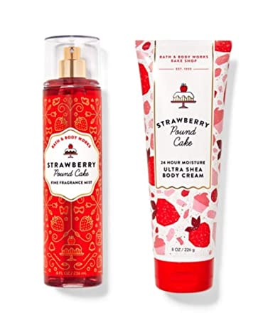 Bath and Body Works - Strawberry Pound Cake - Gift Set - Fine Fragrance Mist & Body Cream – 2021