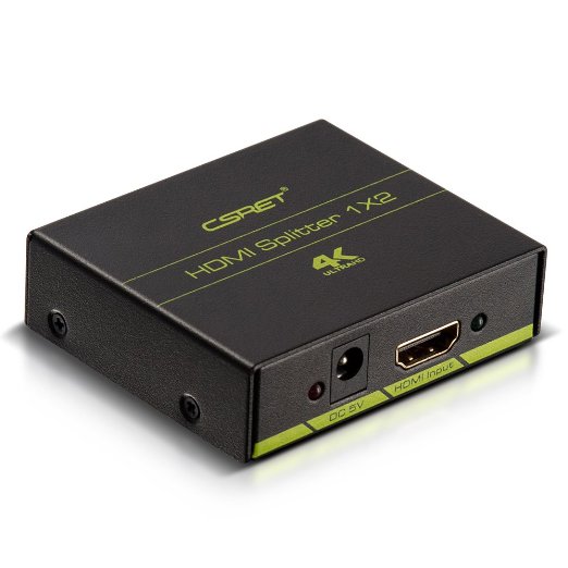 CSRET Ultra HD 4K2K HDMI Splitter Ver 14 and Signal Distributor 1 in 2 Out with 1080P 3D Compatibility HDCP 14 Protocol Compliant