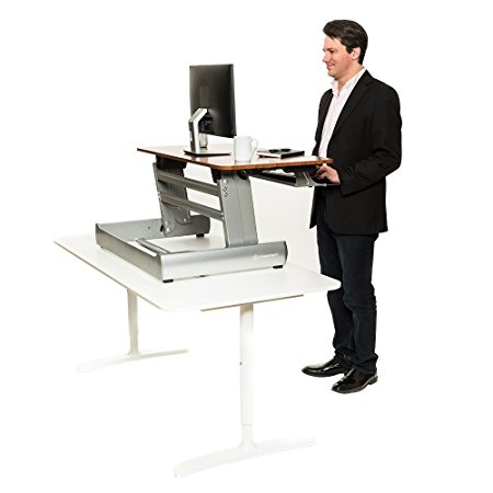 InMovement Standing Desk, Adjustable Heights for  Sitting or Standing While You Work, Light Wood, 41 X 26