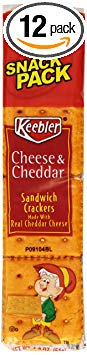 Keebler Cheese & Cheddar Sandwich Crackers Snacks, 1.8 Ounce Packages (Pack of 12)